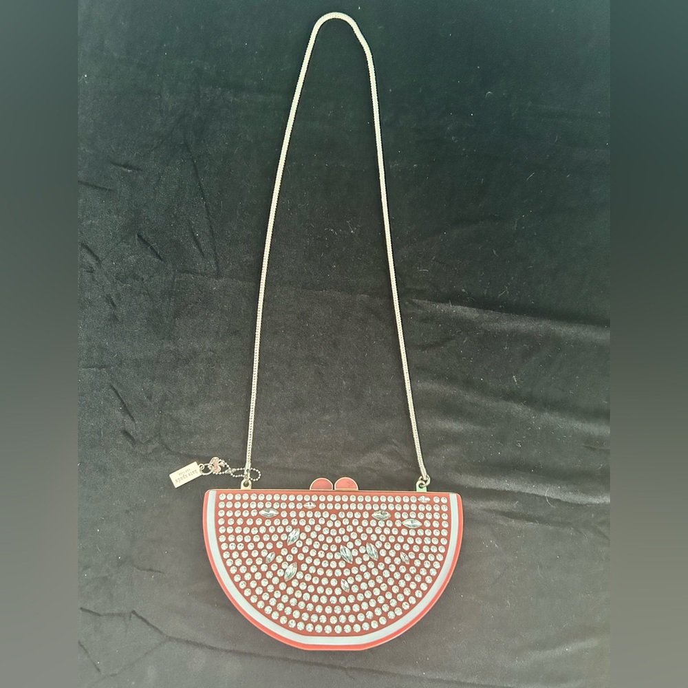 Kate Spade flight of fancy jeweled grapefruit slice clutch purse (read)